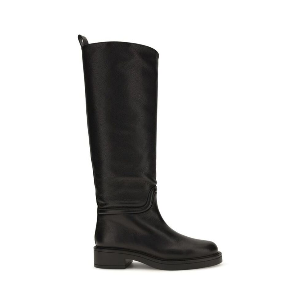 Stuart Weitzman Black Calf Leather Bos Taurus Flat Women's Boots